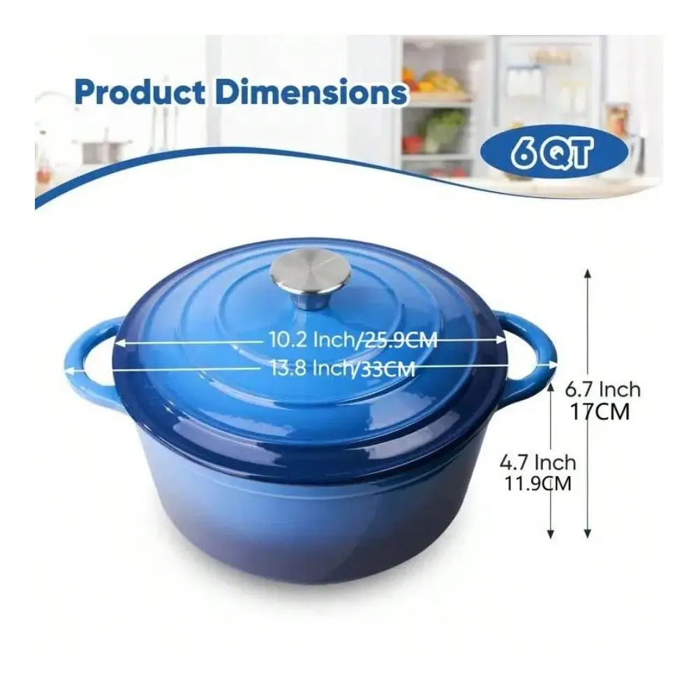 Cast Iron Dutch Oven Pot With Lid Stews Braising Roasting