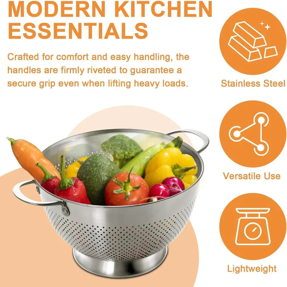Stainless Steel Colander For Kitchen Dishwasher Safe And Rust Resistant