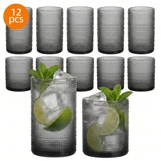Hobnail Glass Tumblers Drinking Glasses Set For Bar Kitchen