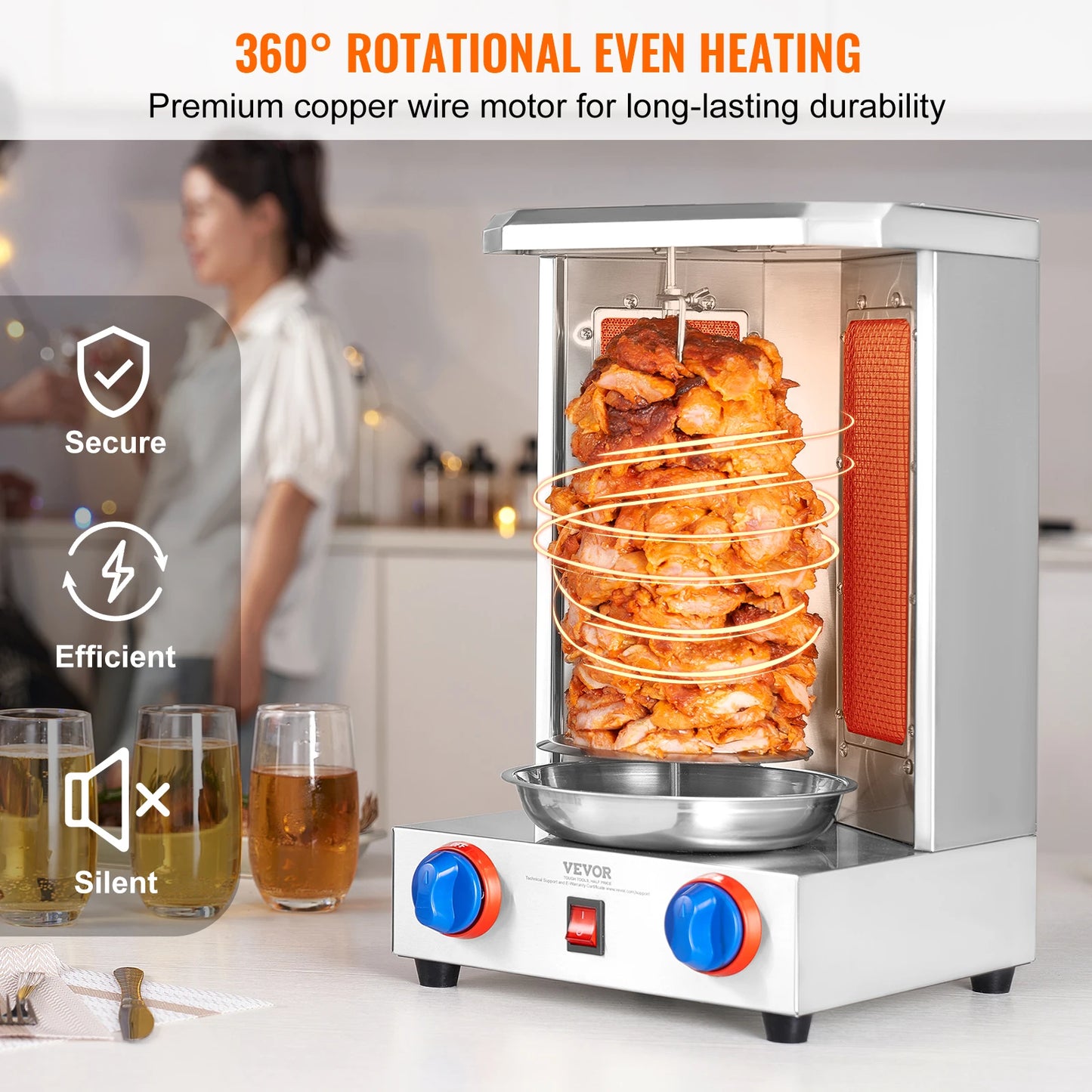 SucceBuy Shawarma Grill Machine Gas Vertical Broiler Rotisserie Oven